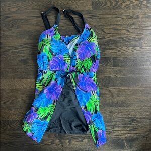 NEW Catherine’s Women’s Swim Dress / Swim Coverup Vibrant Blue, Purple and Green